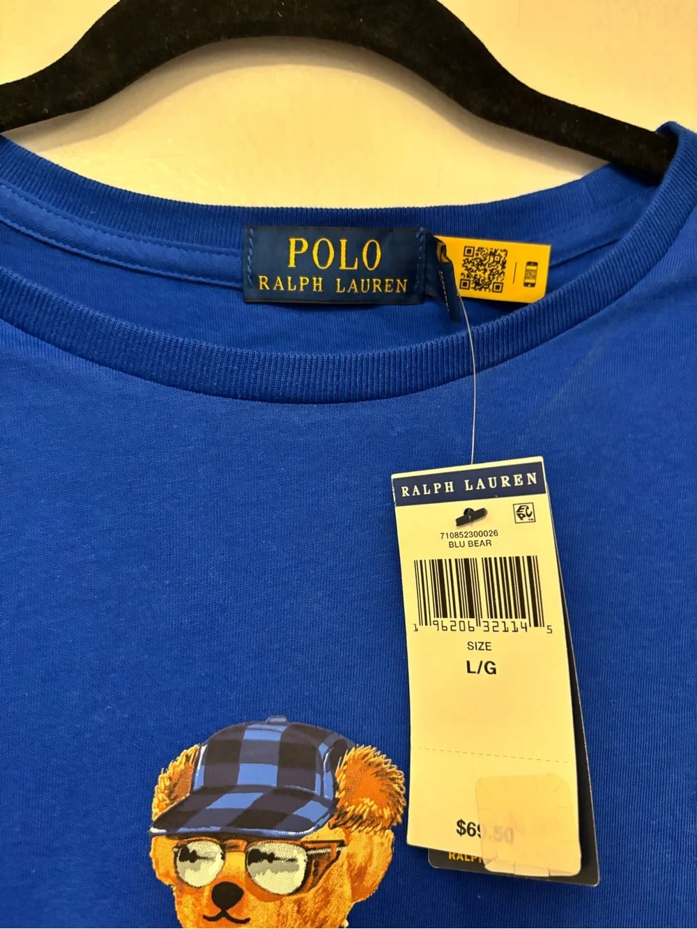 Polo by Ralph Lauren Men's Blue Polo Bear Graphic Tee skiing New L